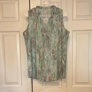 Sleeveless Mint Green and Pink Patterned Top